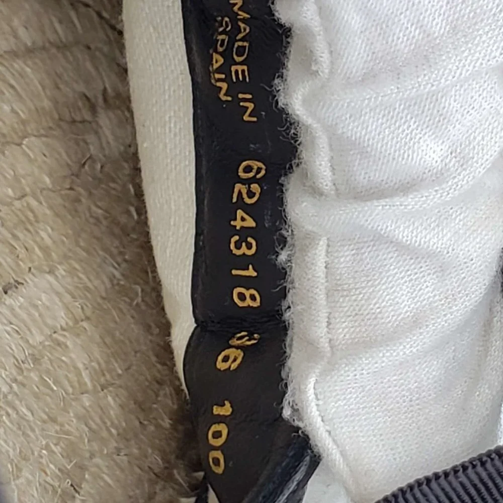 Authentic Gucci GG Marmont Espadrille Sandals Black Leather Gold Logo Brand New - Picture 11 of 13